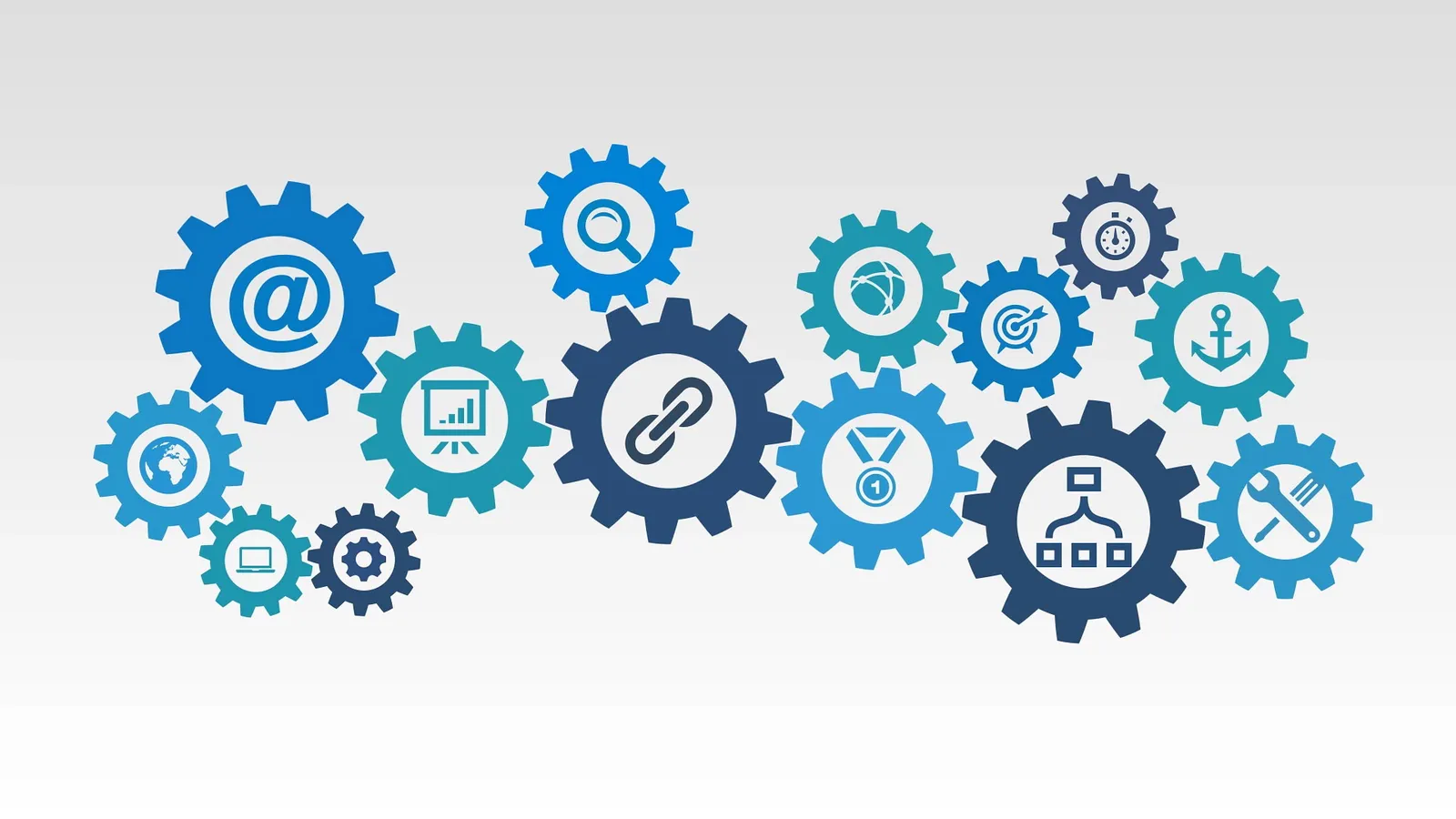 Interlocking gears, one system running every part of a business