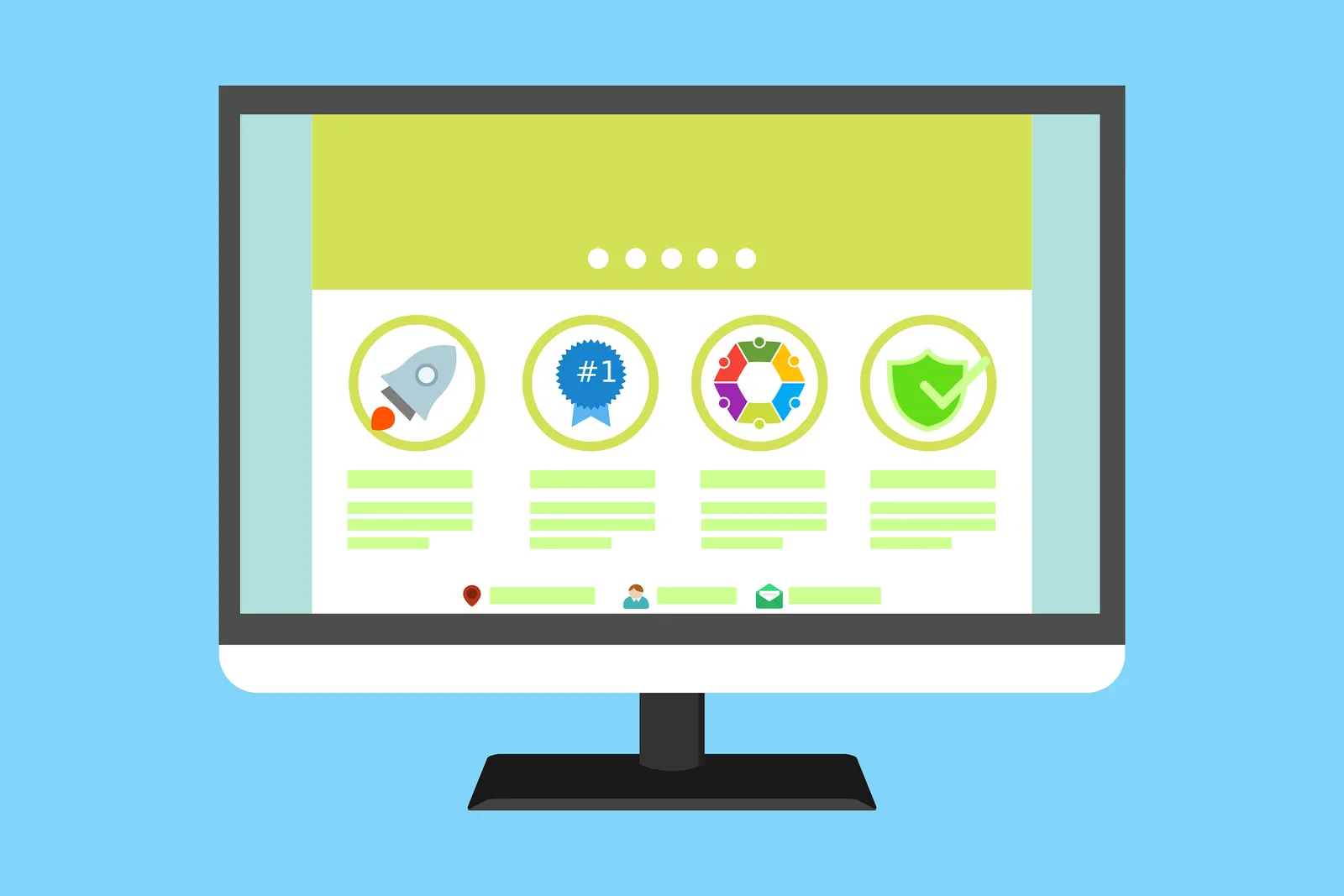 Illustration of a finished business website on a computer screen