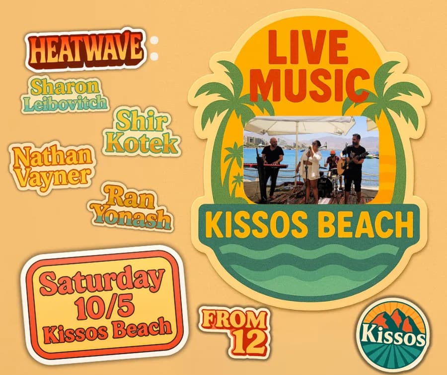 Sticker post for a live show on the beach for Kissos